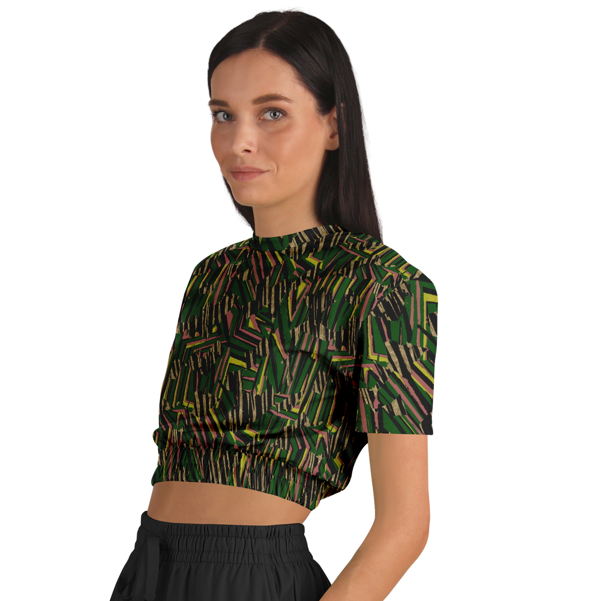 HVJ003 CHAOS REMIX G 50  Athletic Cropped Short Sleeve Sweatshirt - AOP - Choi Cheung