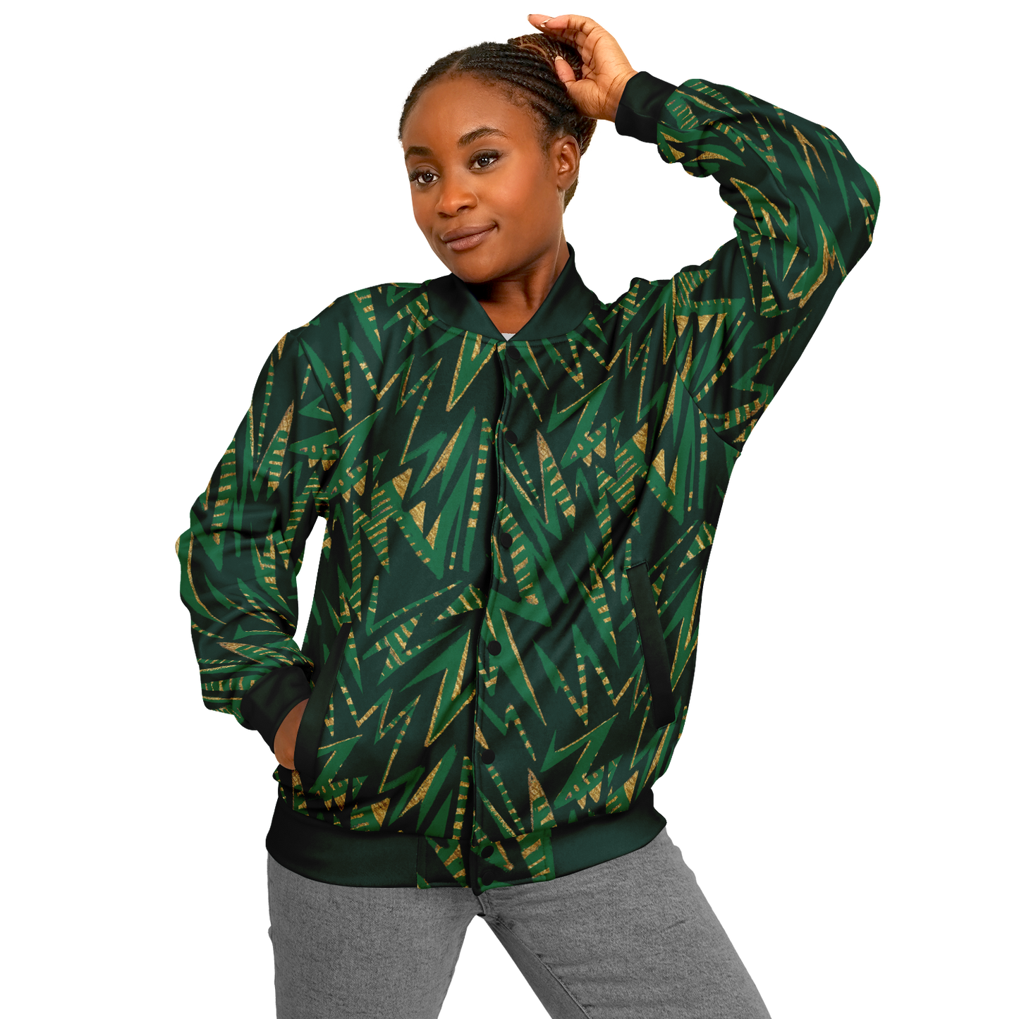 hv zig green Baseball Jacket - AOP