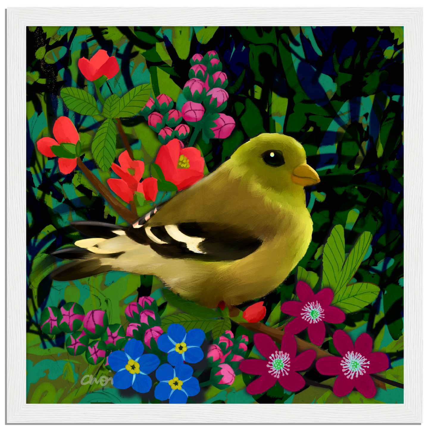 Green finch 2023 Giclée print - Framed - Choi Cheung