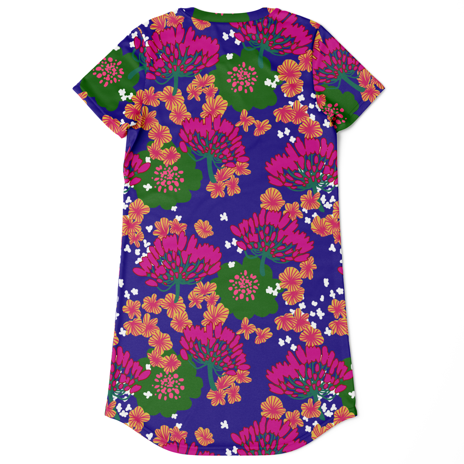Blue & fushia floral T- shirt  dress - Choi Cheung