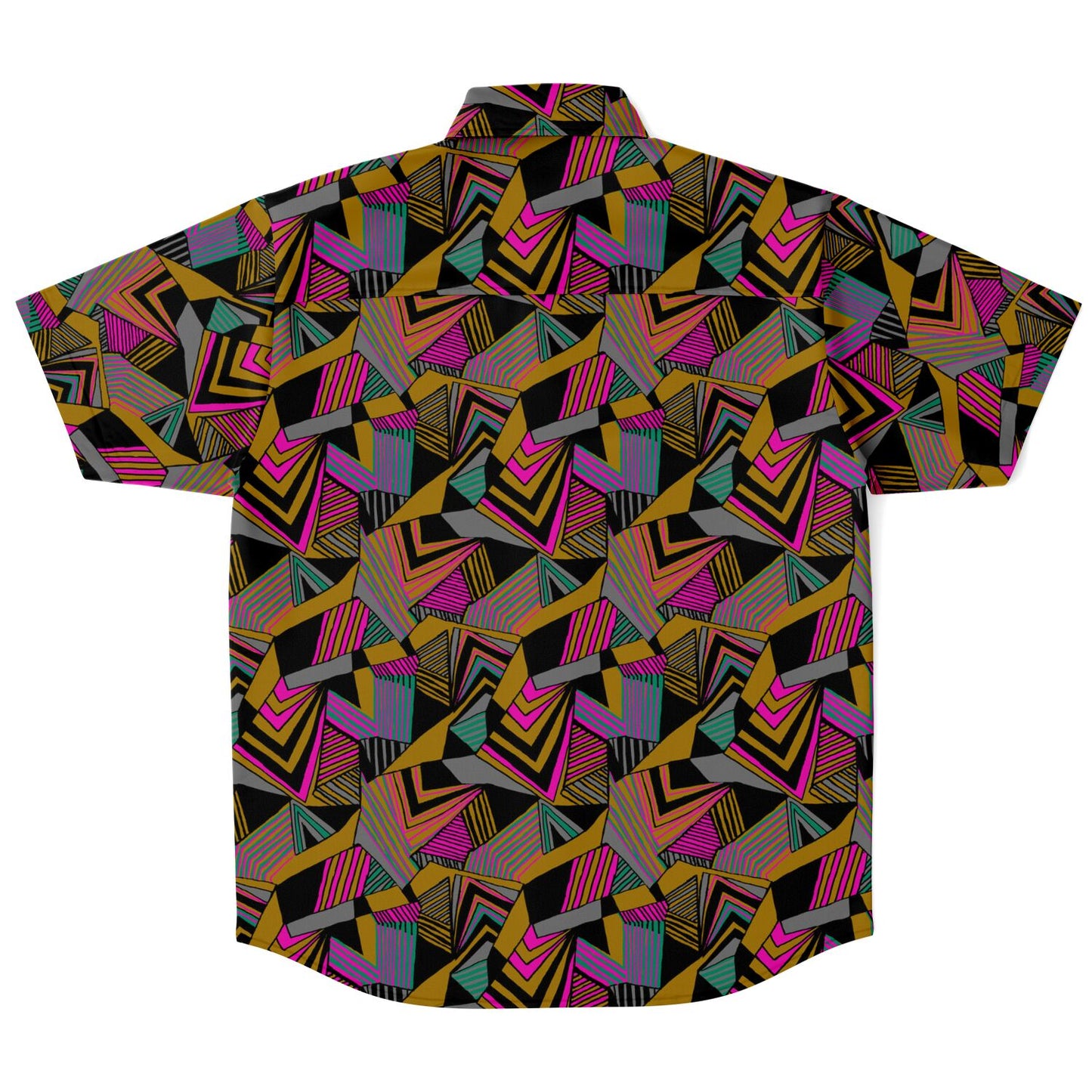 Geometric graphic print short sleeve shirt-unisex back view