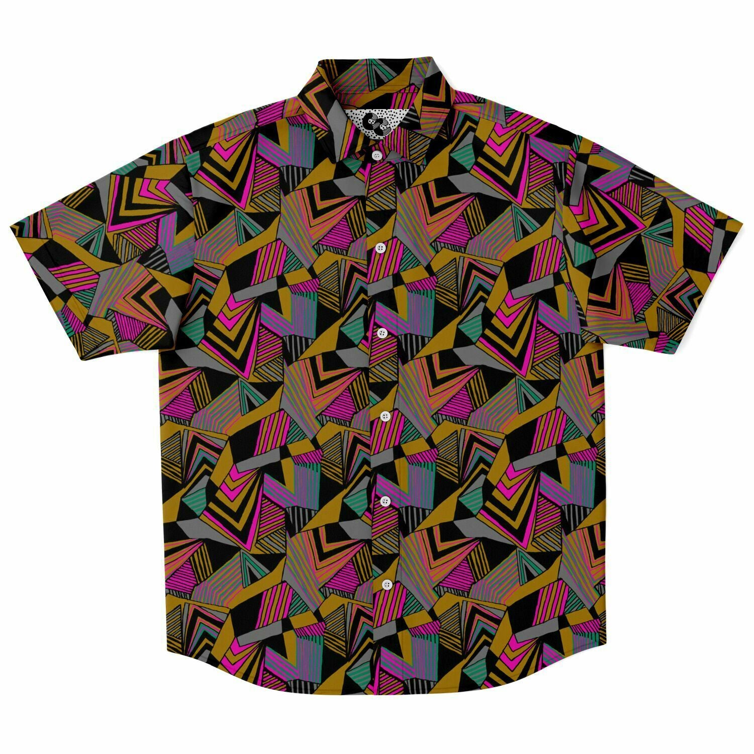 Geometric graphic print short sleeve shirt-unisex front 