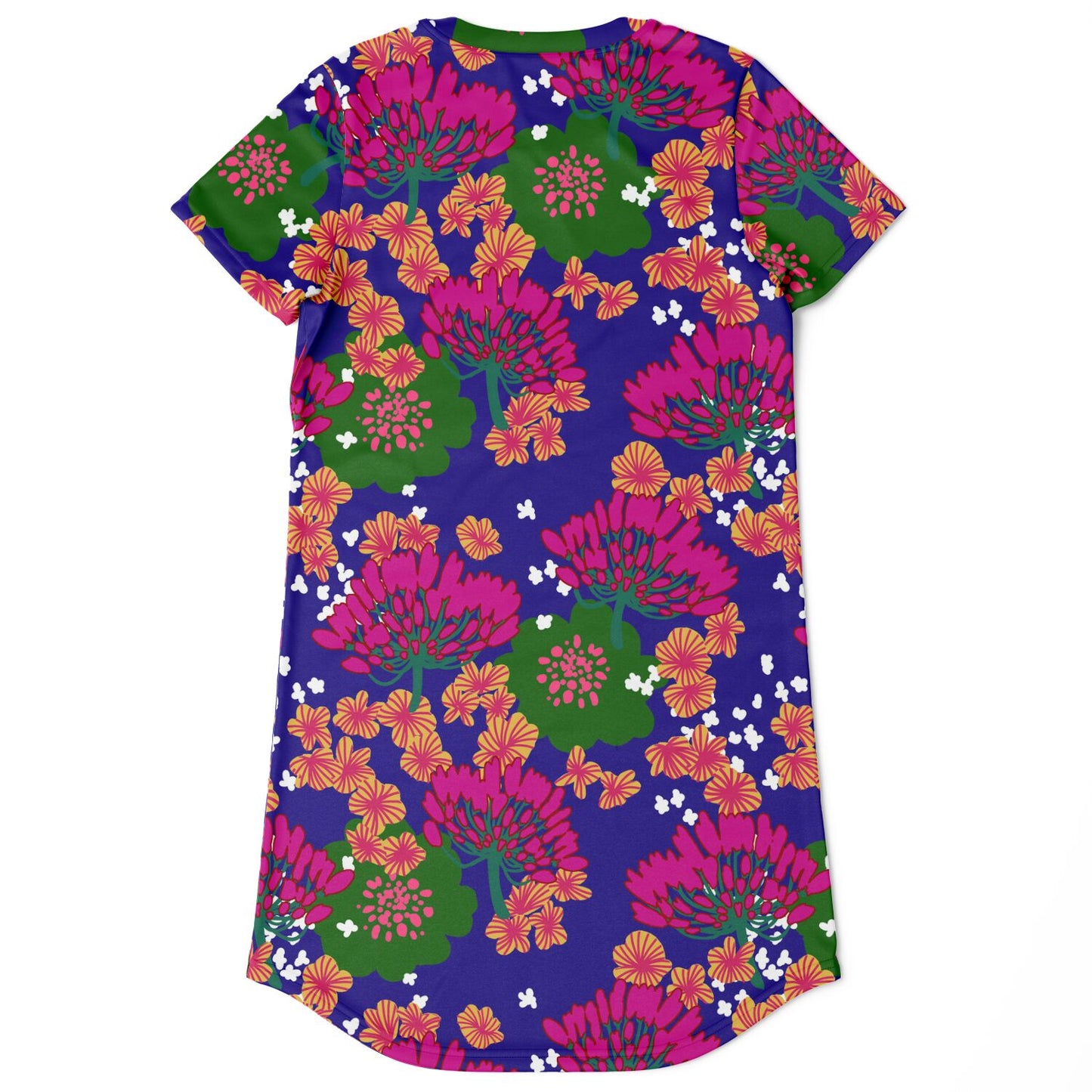 Folk floral  T- shirt dress - Blue - Choi Cheung